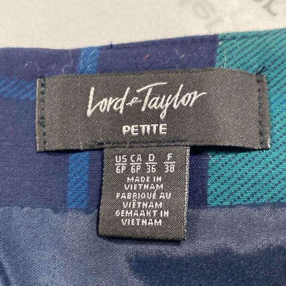 Lord & Taylor Blackwatch Tartan Plaid Cotton Stretch Pencil Skirt Lined Navy Gre - Picture 7 of 10